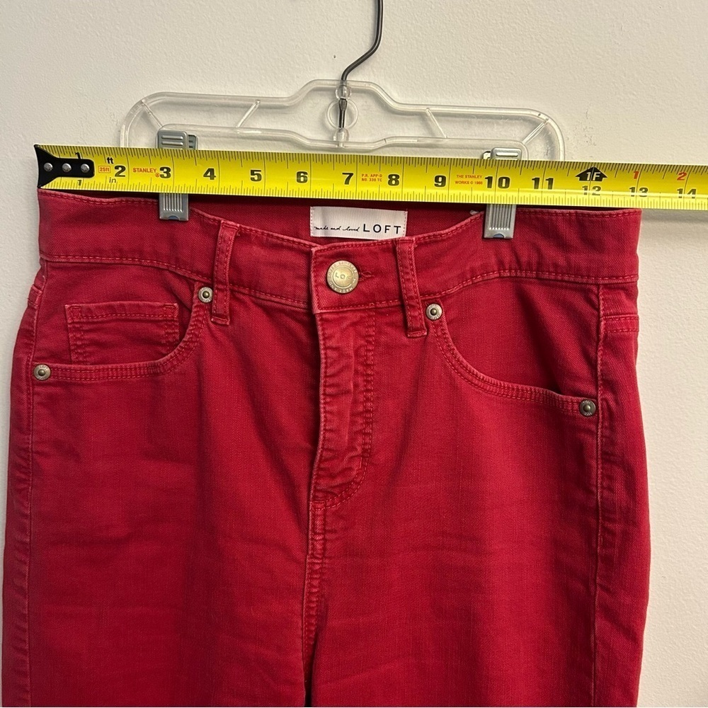 LOFT Red Skinny Jeans With Raw Hem Size 25/0 - Picture 6 of 9